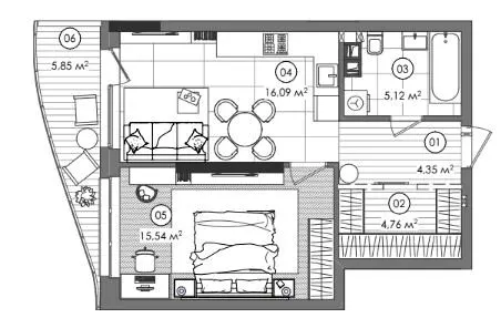 ЖК Creator City — 47.6 м²
