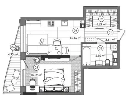 ЖК Creator City — 45.9 м²