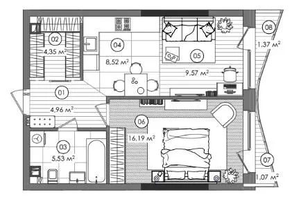 ЖК Creator City — 49.9 м²