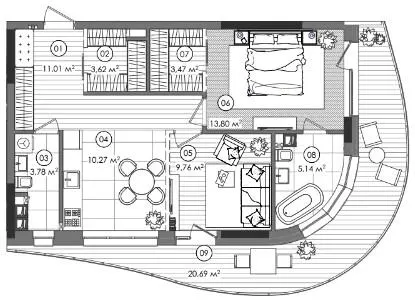 ЖК Creator City — 67.1 м²