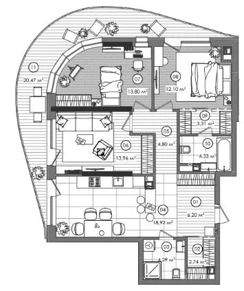 ЖК Creator City — 90.6 м²