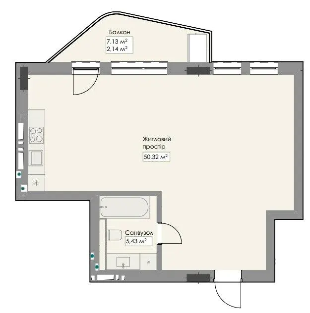 ЖК Novem — 57.9 м²