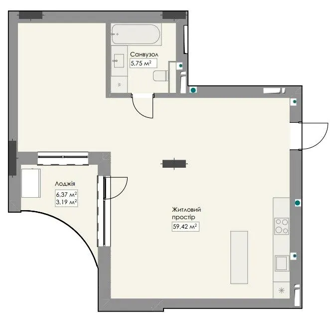 ЖК Novem — 68.4 м²