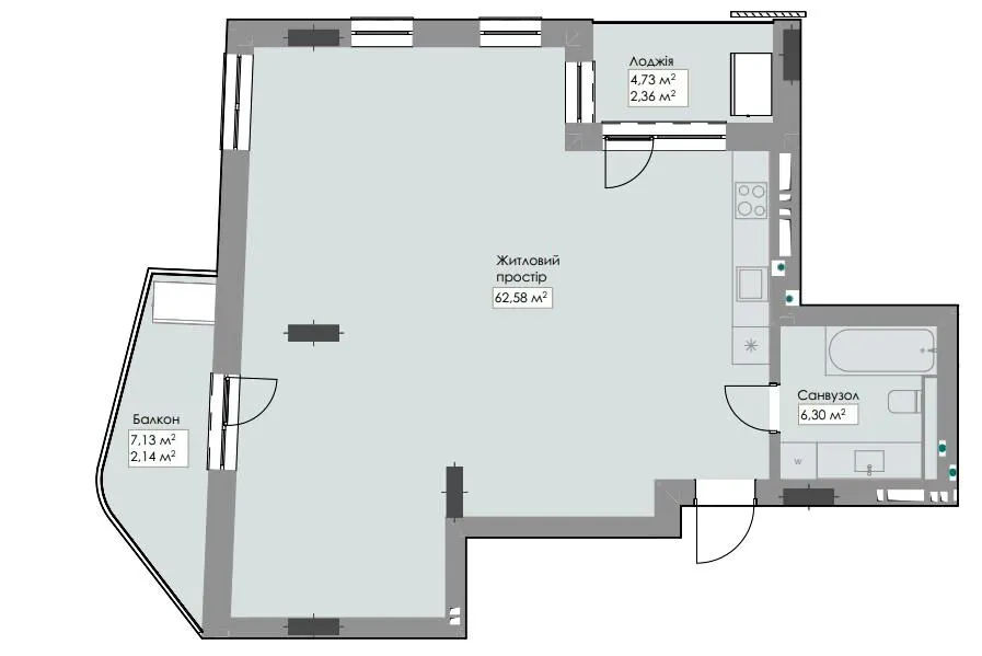 ЖК Novem — 73.4 м²