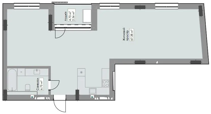 ЖК Novem — 76.5 м²