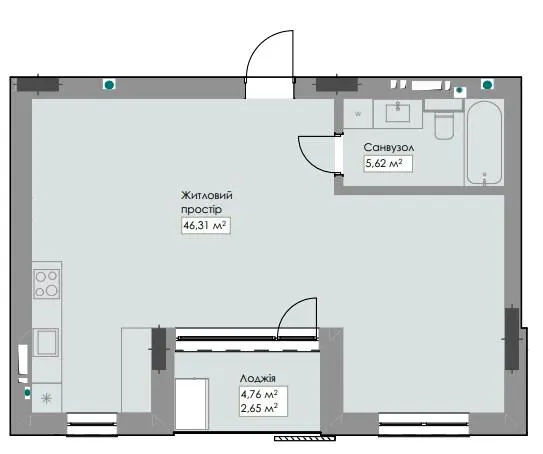 ЖК Novem — 54.6 м²