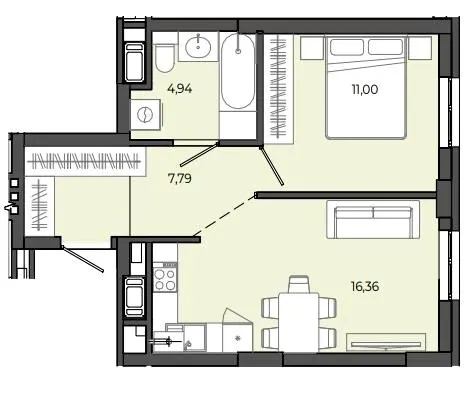ЖК Садова Алея — 40.4 м²