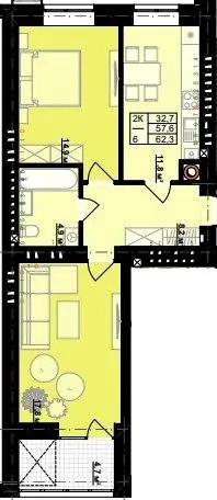 ЖК Millennium — 62.3 м²