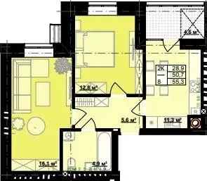 ЖК Millennium — 55.3 м²