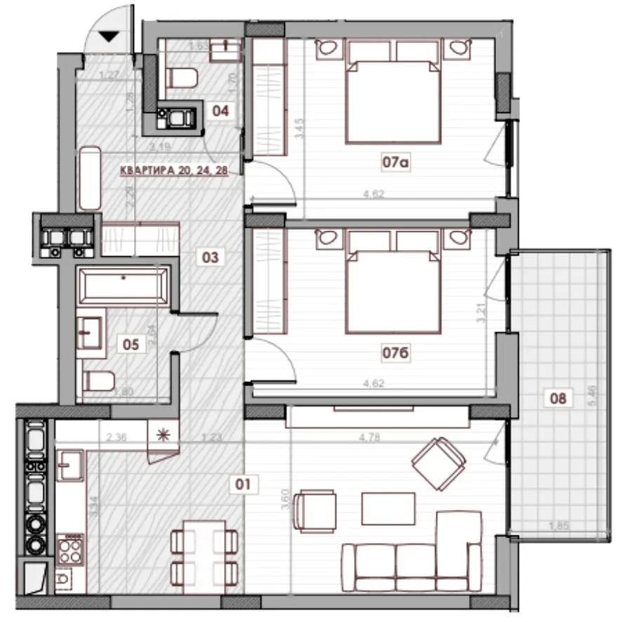 ЖК Княжий Холл — 82.6 м²