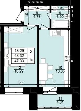 ЖК Затишний двір — 47.3 м²