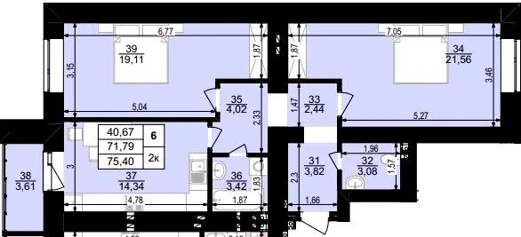 ЖК Затишний двір — 75.4 м²