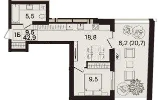 ЖК TWINS — 42.9 м²