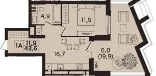 ЖК TWINS — 43.6 м²