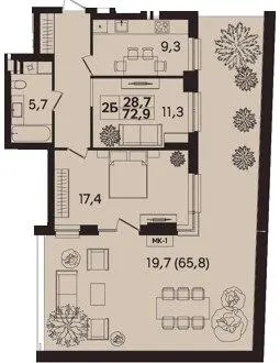 ЖК TWINS — 72.9 м²