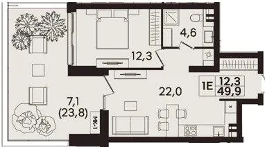 ЖК TWINS — 49.9 м²