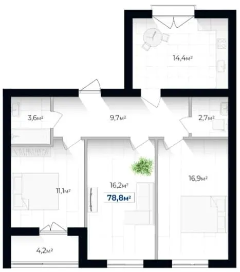 ЖК Козацький — 78.8 м²