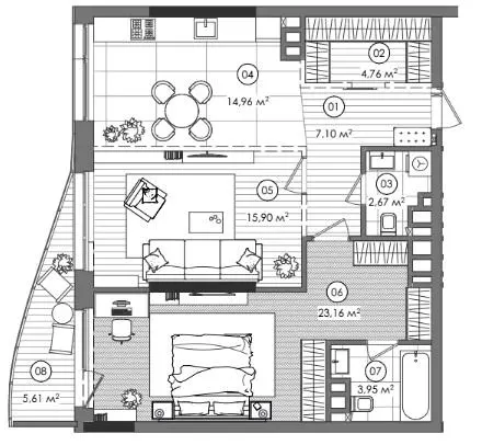 ЖК Creator City — 74.2 м²