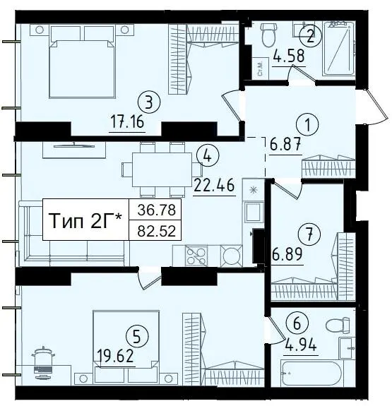 ЖК Royal Park — 82.5 м²