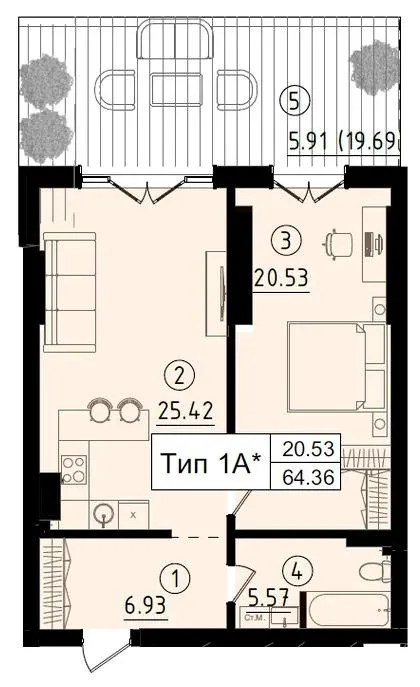 ЖК Royal Park — 64.4 м²