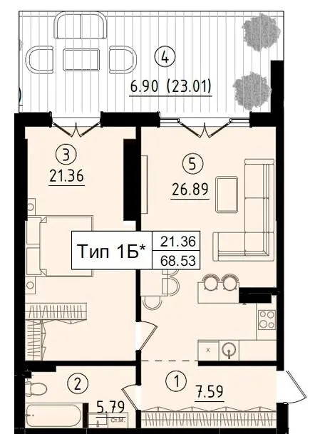 ЖК Royal Park — 68.5 м²