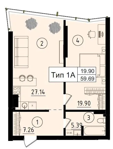 ЖК Royal Park — 59.4 м²