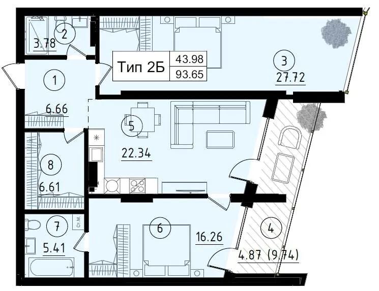 ЖК Royal Park — 93.7 м²