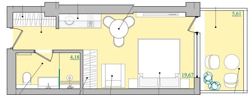 Апарт-готель NEBO — 25.5 м²