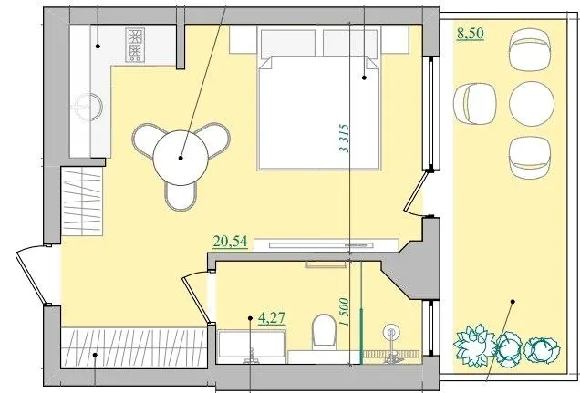Апарт-готель NEBO — 27.3 м²