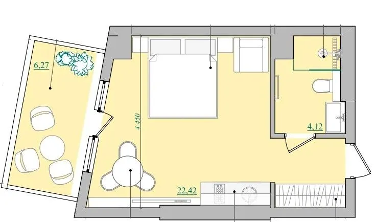 Апарт-готель NEBO — 28.4 м²