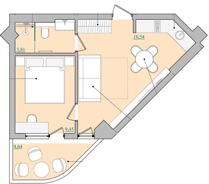 Апарт-готель NEBO — 33.2 м²