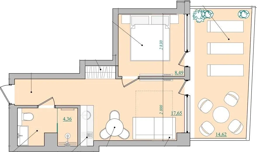 Апарт-готель NEBO — 34.9 м²