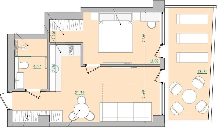 Апарт-готель NEBO — 42.7 м²