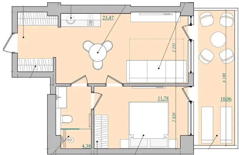 Апарт-готель NEBO — 42.6 м²