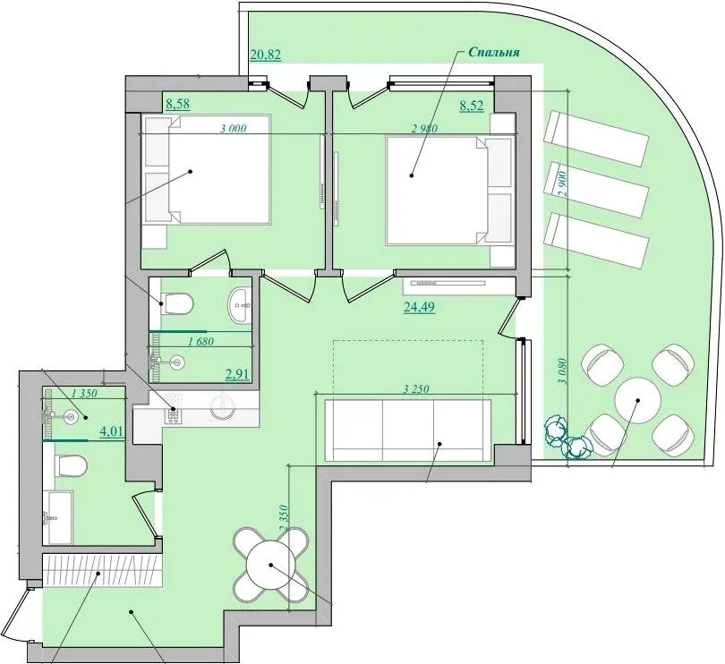 Апарт-готель NEBO — 54.7 м²