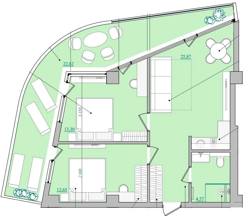 Апарт-готель NEBO — 63.2 м²