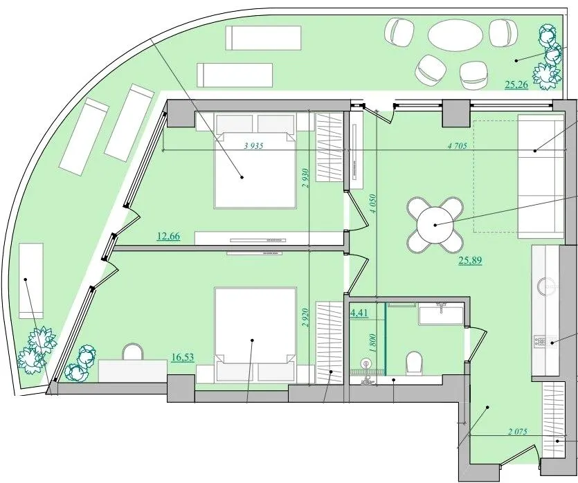 Апарт-готель NEBO — 67 м²