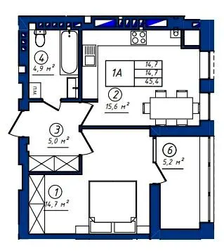 ЖК Сонячний — 45.4 м²