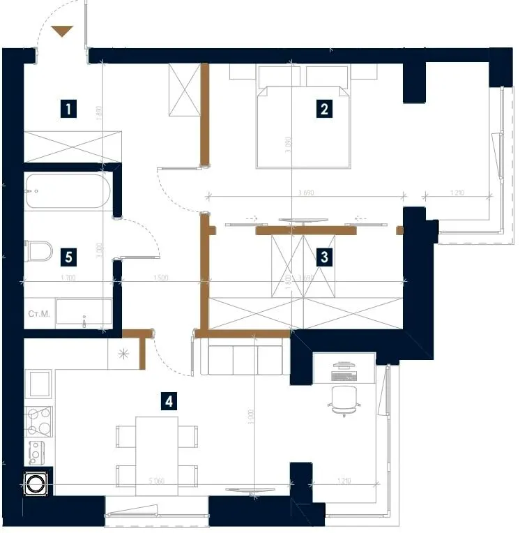 ЖК ATMOSFERA — 60.4 м²