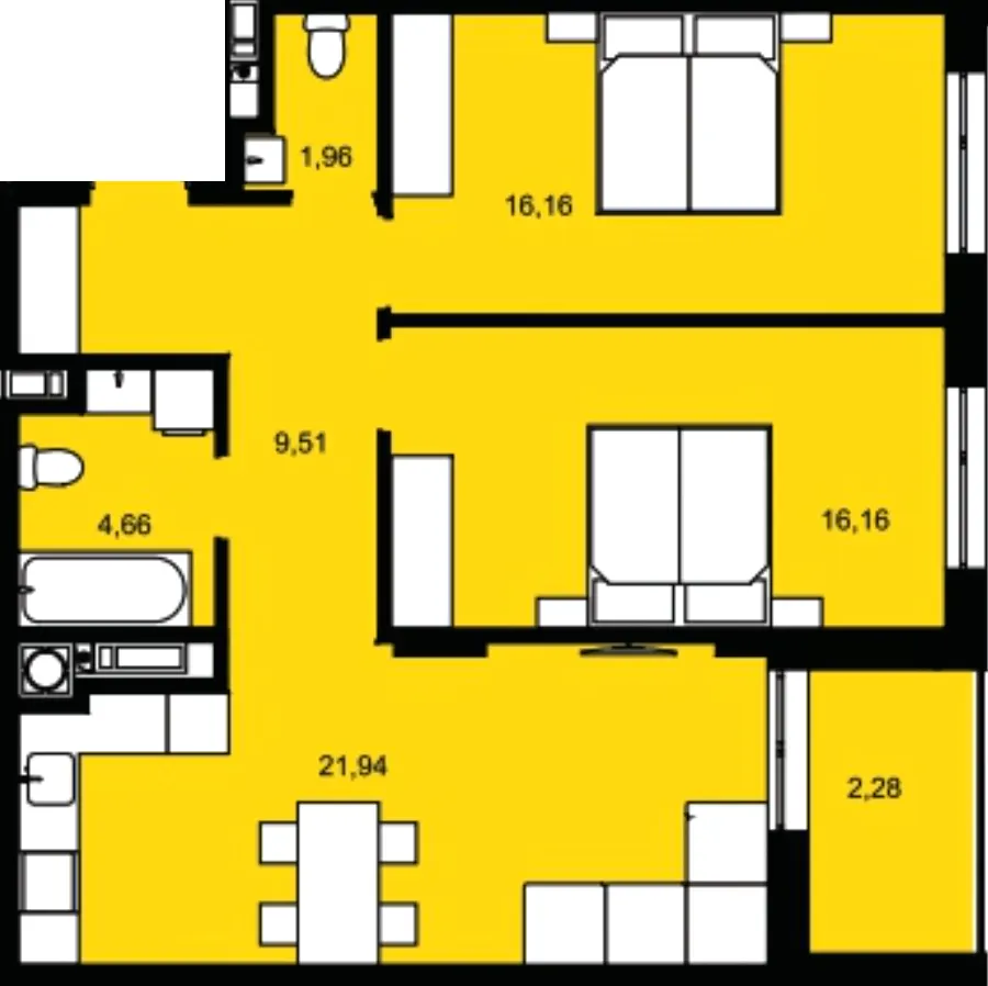 ЖК CONTINENT MODERN — 72.7 м²