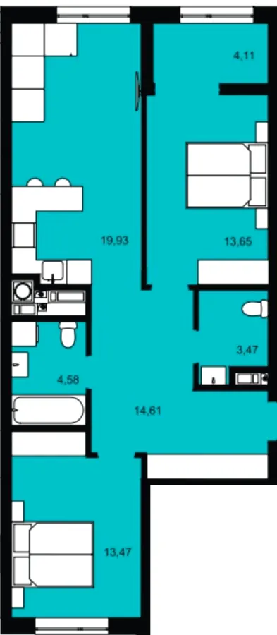 ЖК CONTINENT MODERN — 73.8 м²