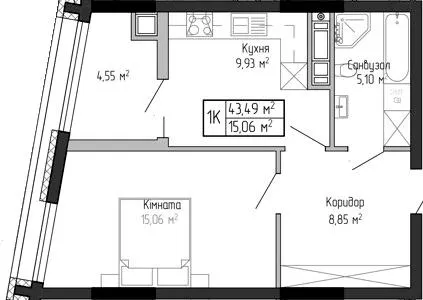 ЖК Спортивний — 43.5 м²
