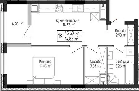 ЖК Спортивний — 45.7 м²