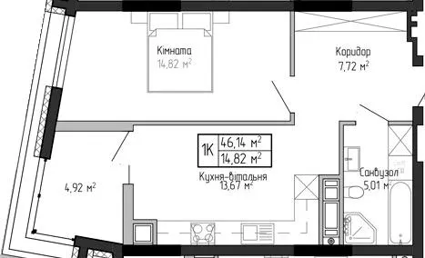 ЖК Спортивний — 46.1 м²