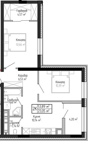 2-комнатная квартира, 54 м², вул. Спортивна, Тернополь — фото 1