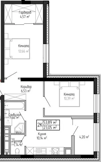 ЖК Спортивний — 53.9 м²