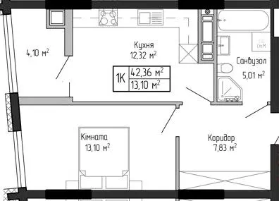 ЖК Спортивний — 42.4 м²