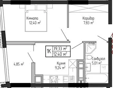 ЖК Спортивний — 39.3 м²