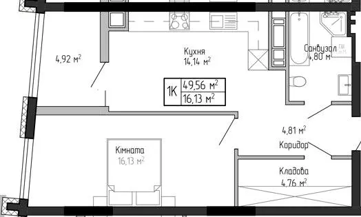 ЖК Спортивний — 49.6 м²