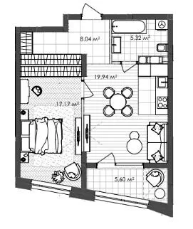 ЖК Krauss Gallery — 55.1 м²